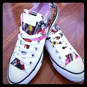 Graphic Print White Converse Lo Top